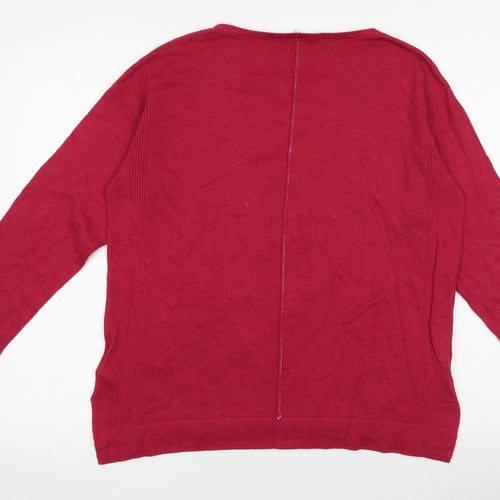 White Stuff Womens Pink Round Neck Modacrylic Pullover Jumper Size 12