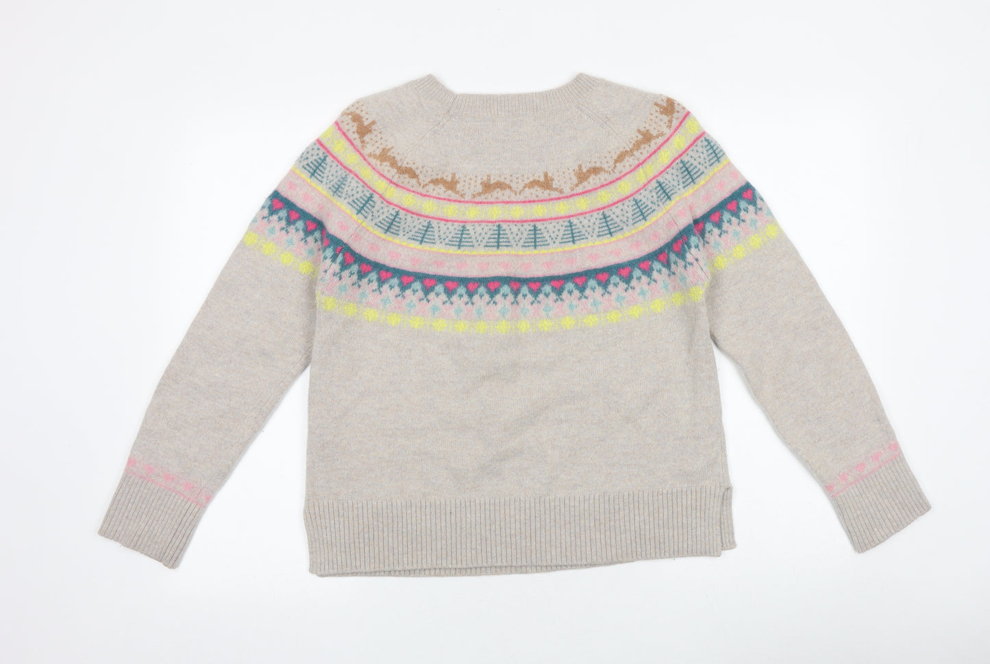 White Stuff Womens Beige Round Neck Wool Pullover Jumper Size 12