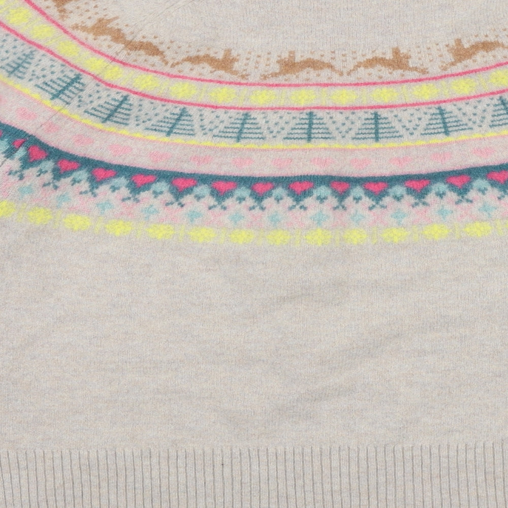 White Stuff Womens Beige Round Neck Wool Pullover Jumper Size 12