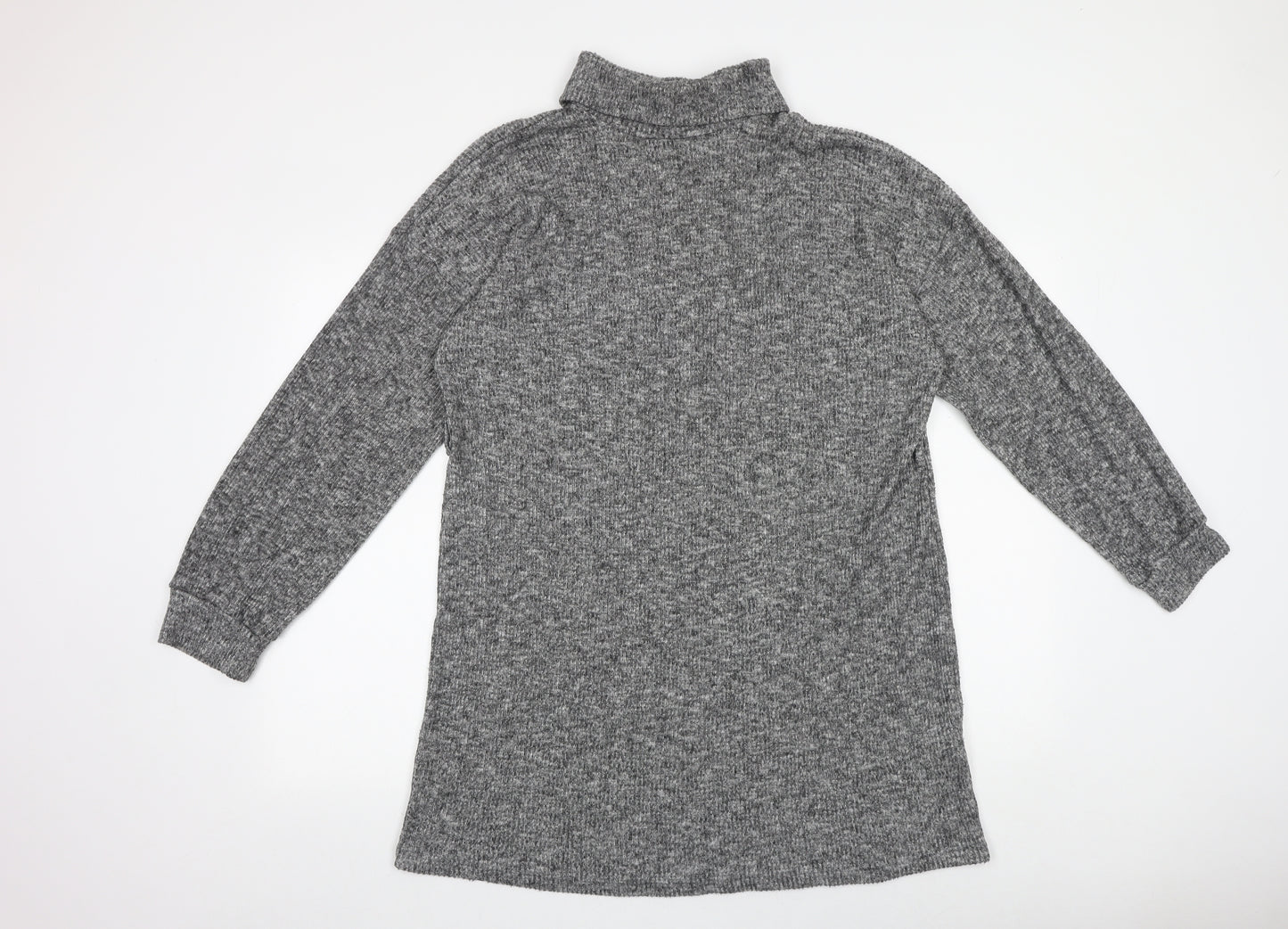 Peacocks Womens Grey Viscose Jumper Dress Size 16 Roll Neck Pullover