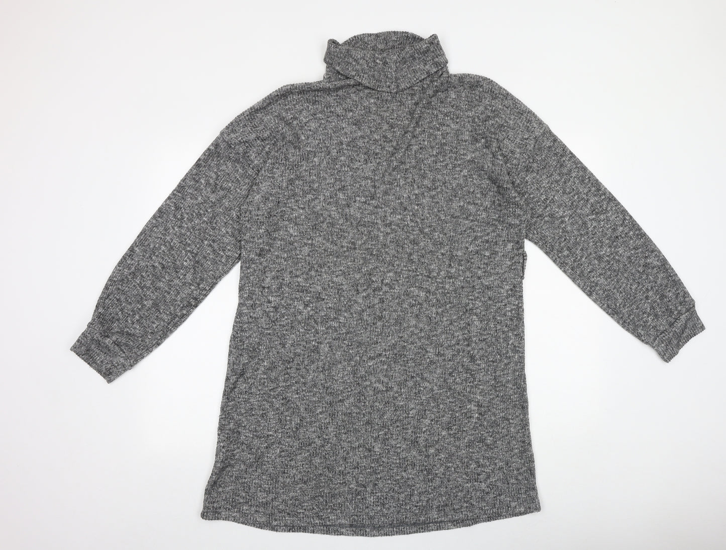Peacocks Womens Grey Viscose Jumper Dress Size 16 Roll Neck Pullover