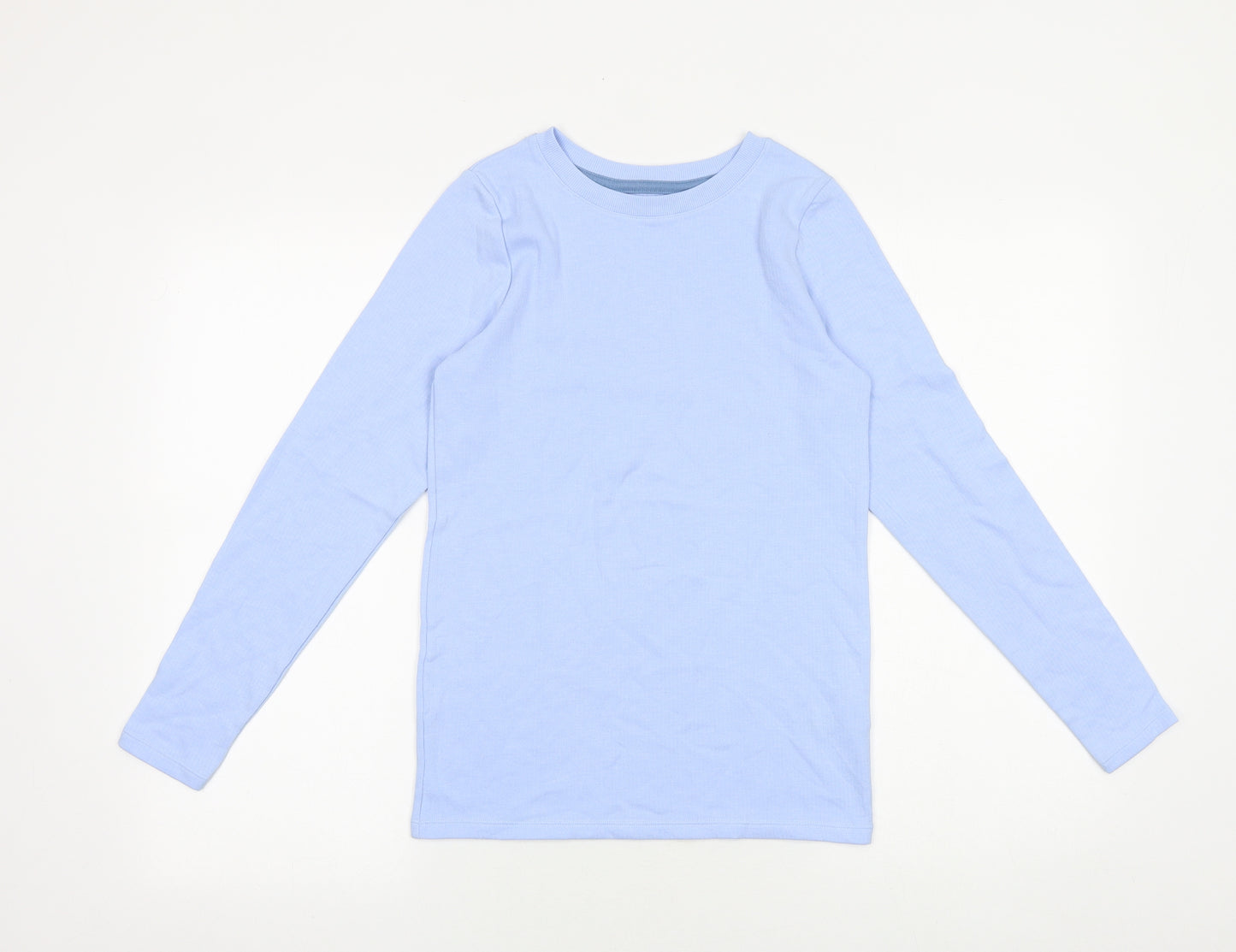 Marks and Spencer Boys Blue Cotton Basic T-Shirt Size 13-14 Years Round Neck Pullover