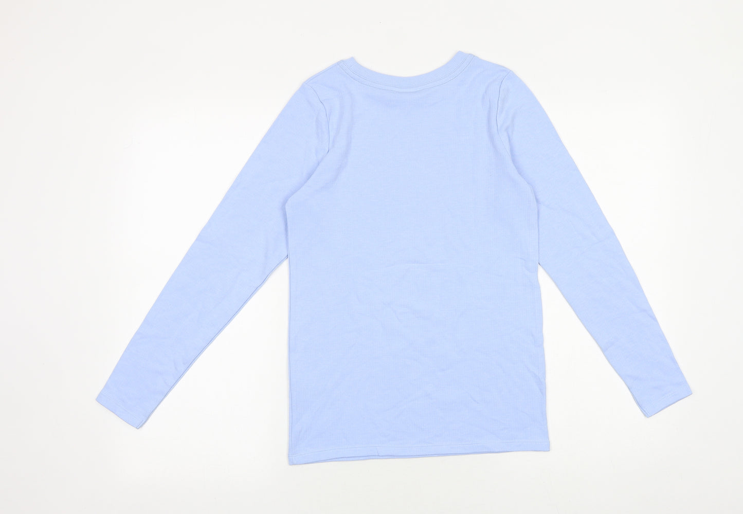 Marks and Spencer Boys Blue Cotton Basic T-Shirt Size 13-14 Years Round Neck Pullover