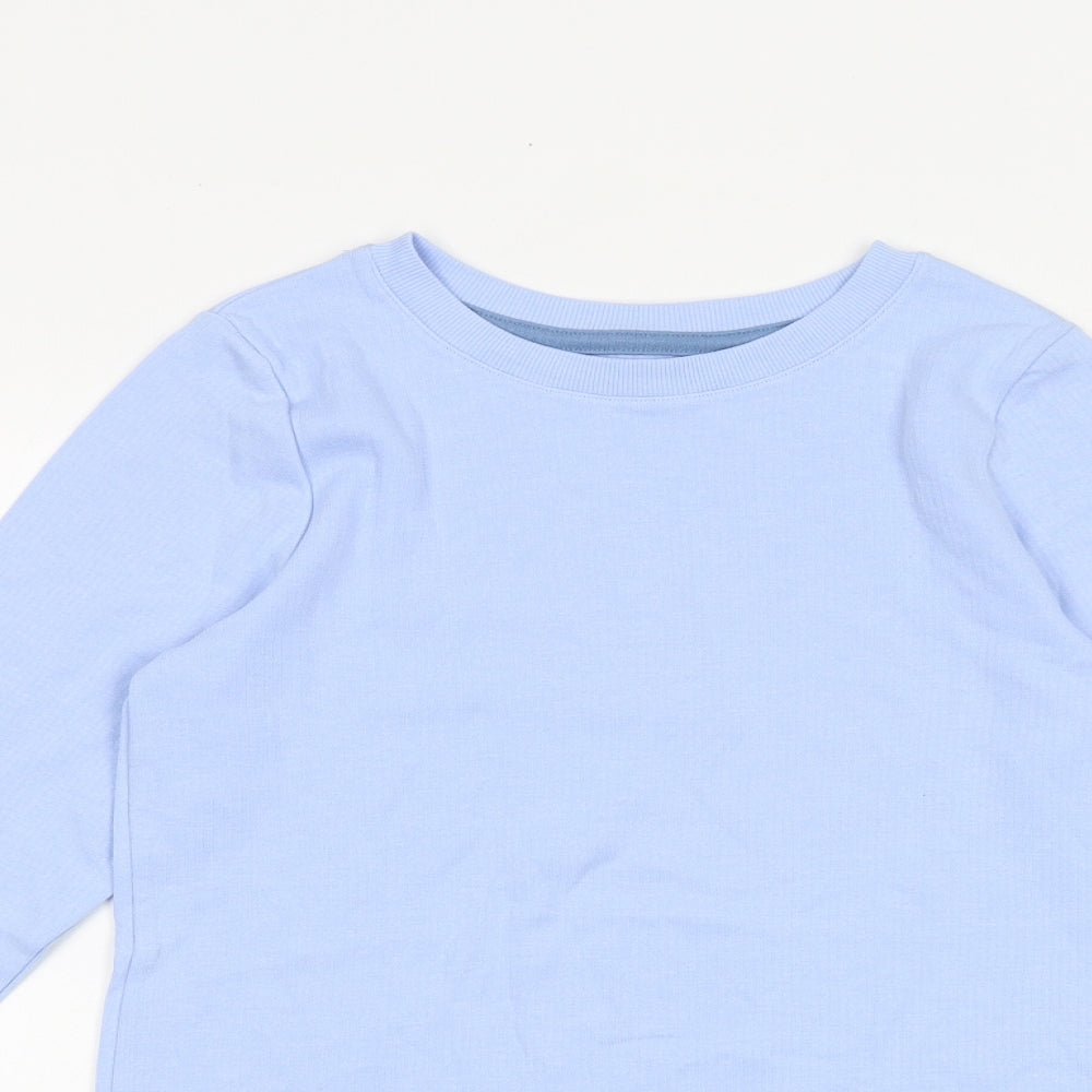 Marks and Spencer Boys Blue Cotton Basic T-Shirt Size 13-14 Years Round Neck Pullover