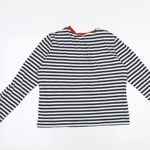 & Other Stories Womens Blue Striped 100% Cotton Basic T-Shirt Size 10 Round Neck