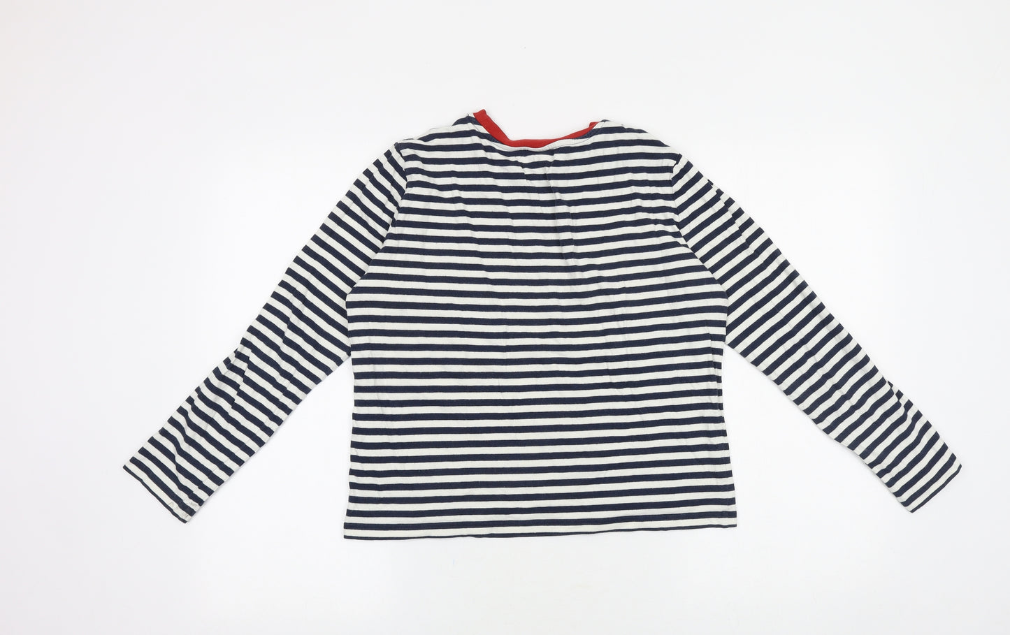 & Other Stories Womens Blue Striped 100% Cotton Basic T-Shirt Size 10 Round Neck