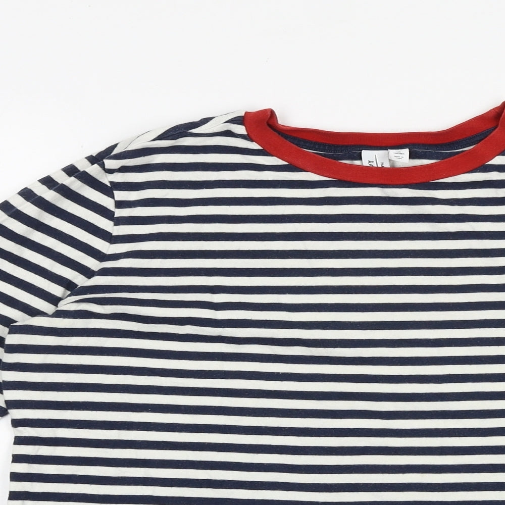 & Other Stories Womens Blue Striped 100% Cotton Basic T-Shirt Size 10 Round Neck