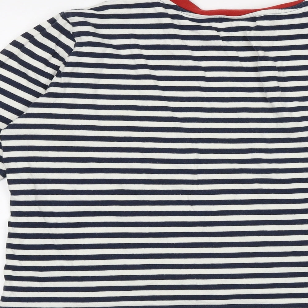 & Other Stories Womens Blue Striped 100% Cotton Basic T-Shirt Size 10 Round Neck