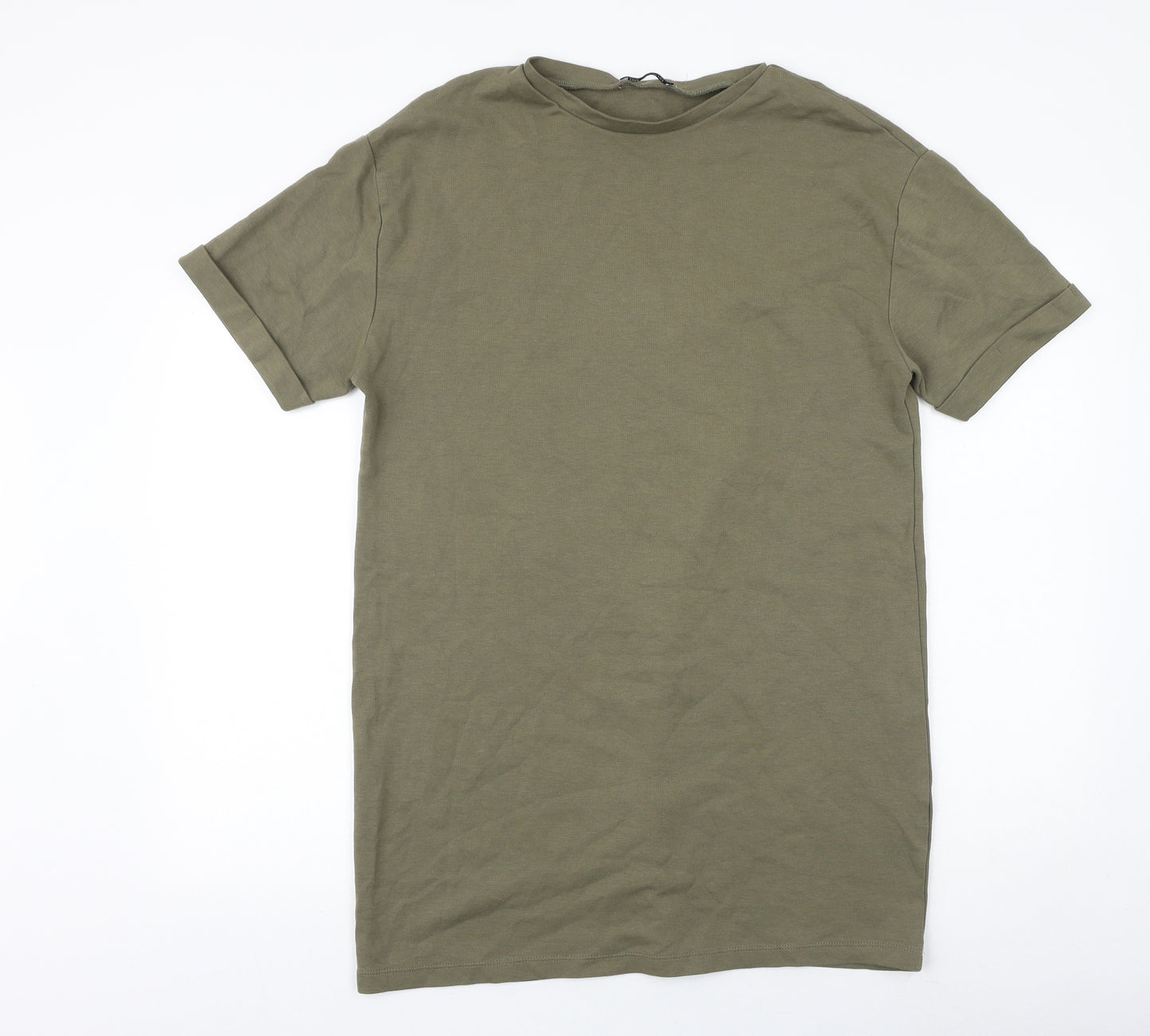 Zara Womens Brown 100% Cotton Basic T-Shirt Size S Round Neck