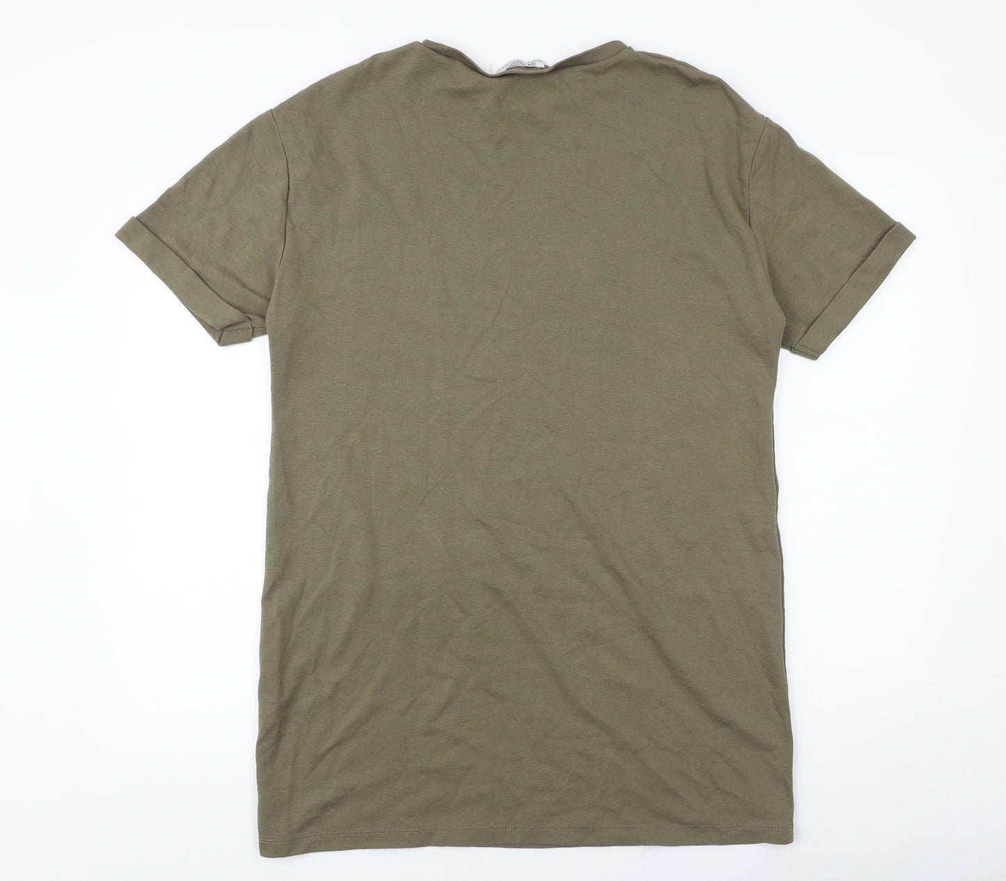 Zara Womens Brown 100% Cotton Basic T-Shirt Size S Round Neck