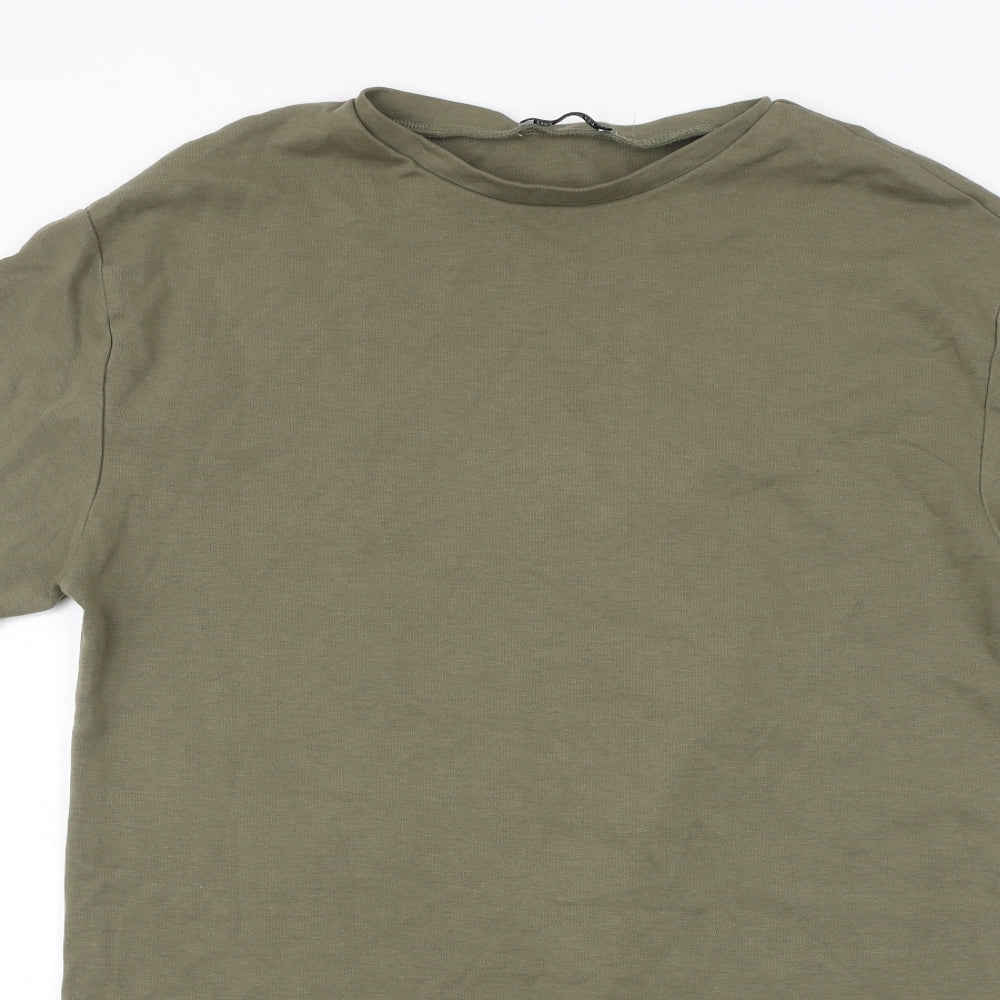 Zara Womens Brown 100% Cotton Basic T-Shirt Size S Round Neck
