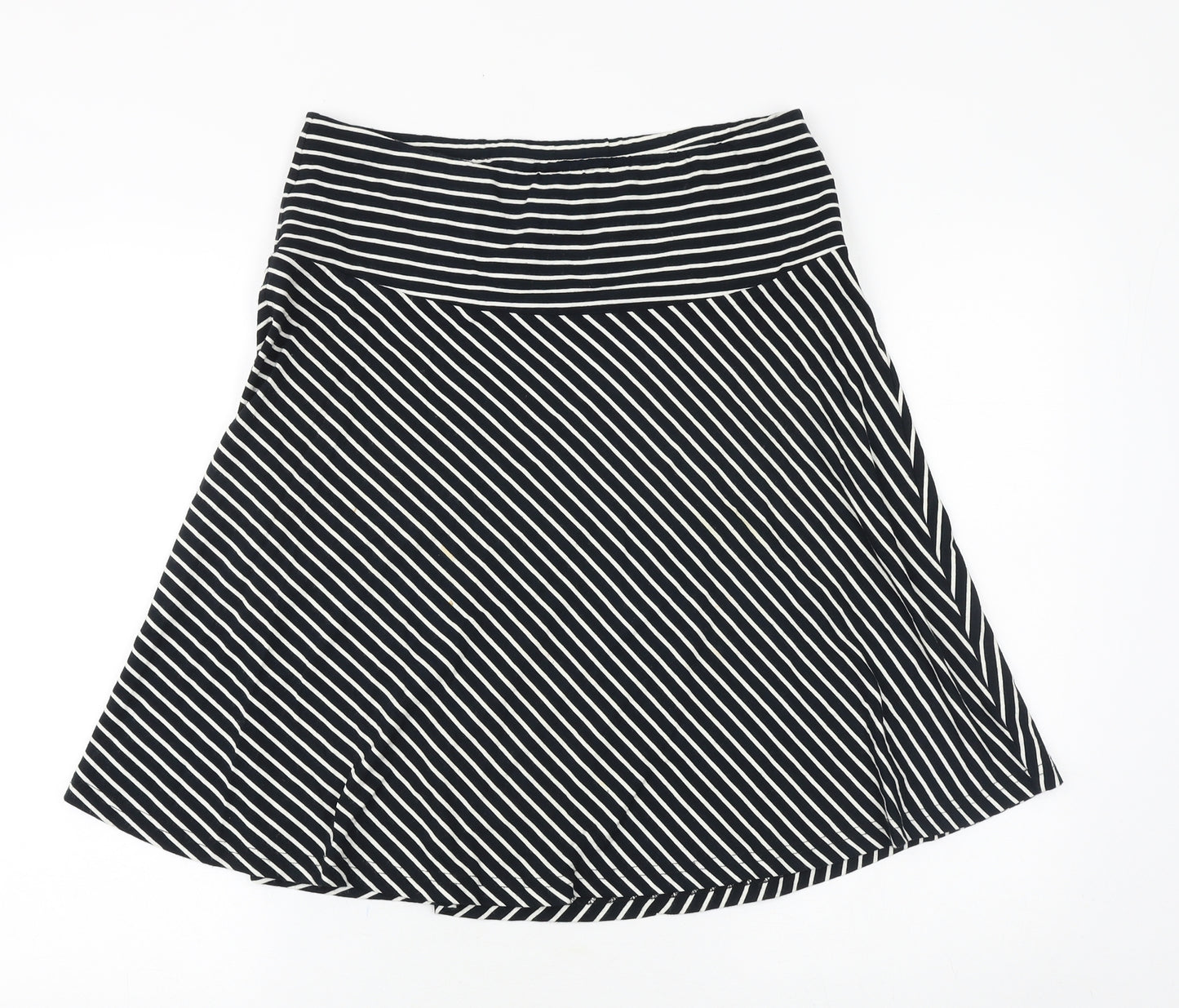 H&M Womens Black Striped Viscose Swing Skirt Size 12