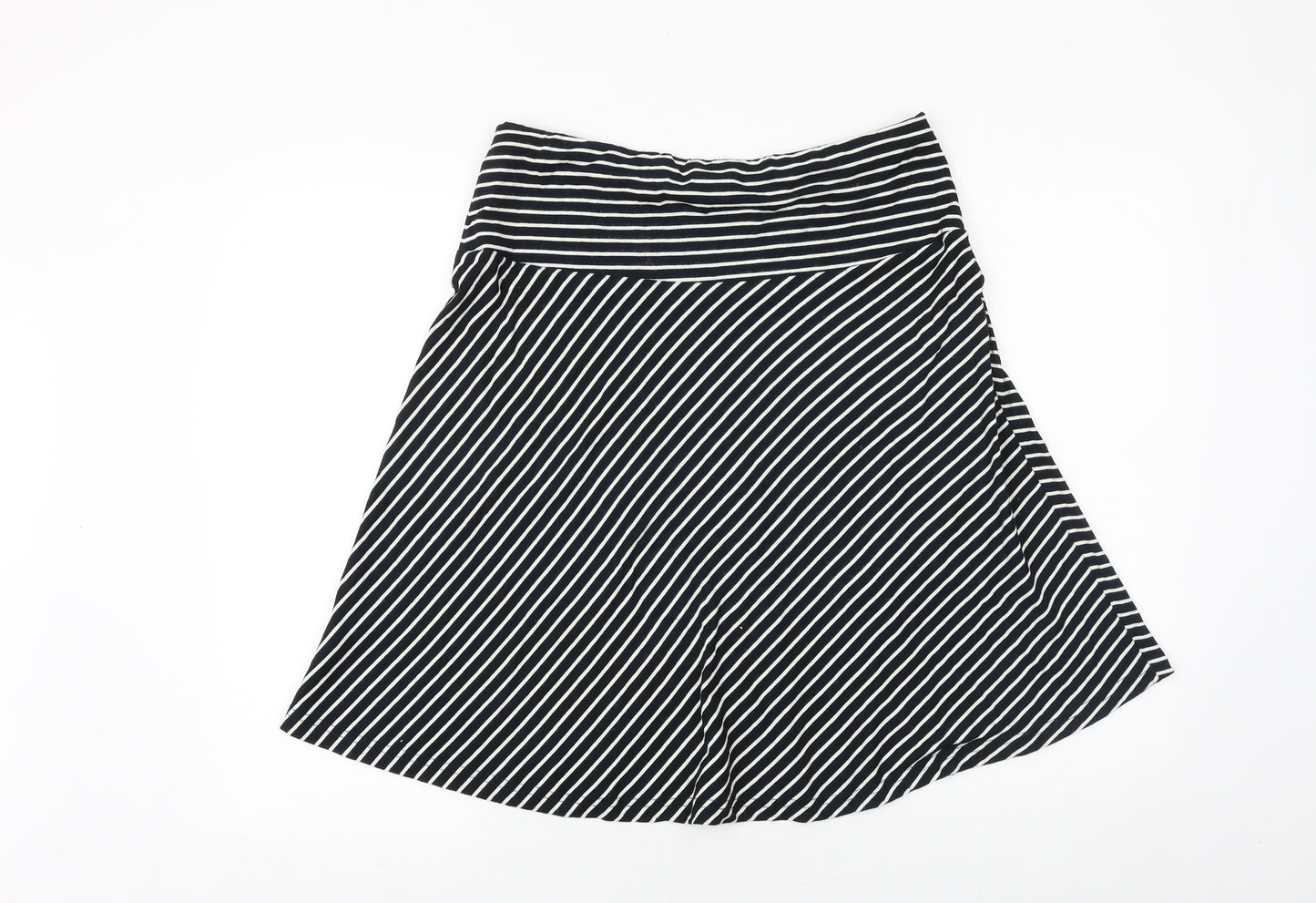 H&M Womens Black Striped Viscose Swing Skirt Size 12