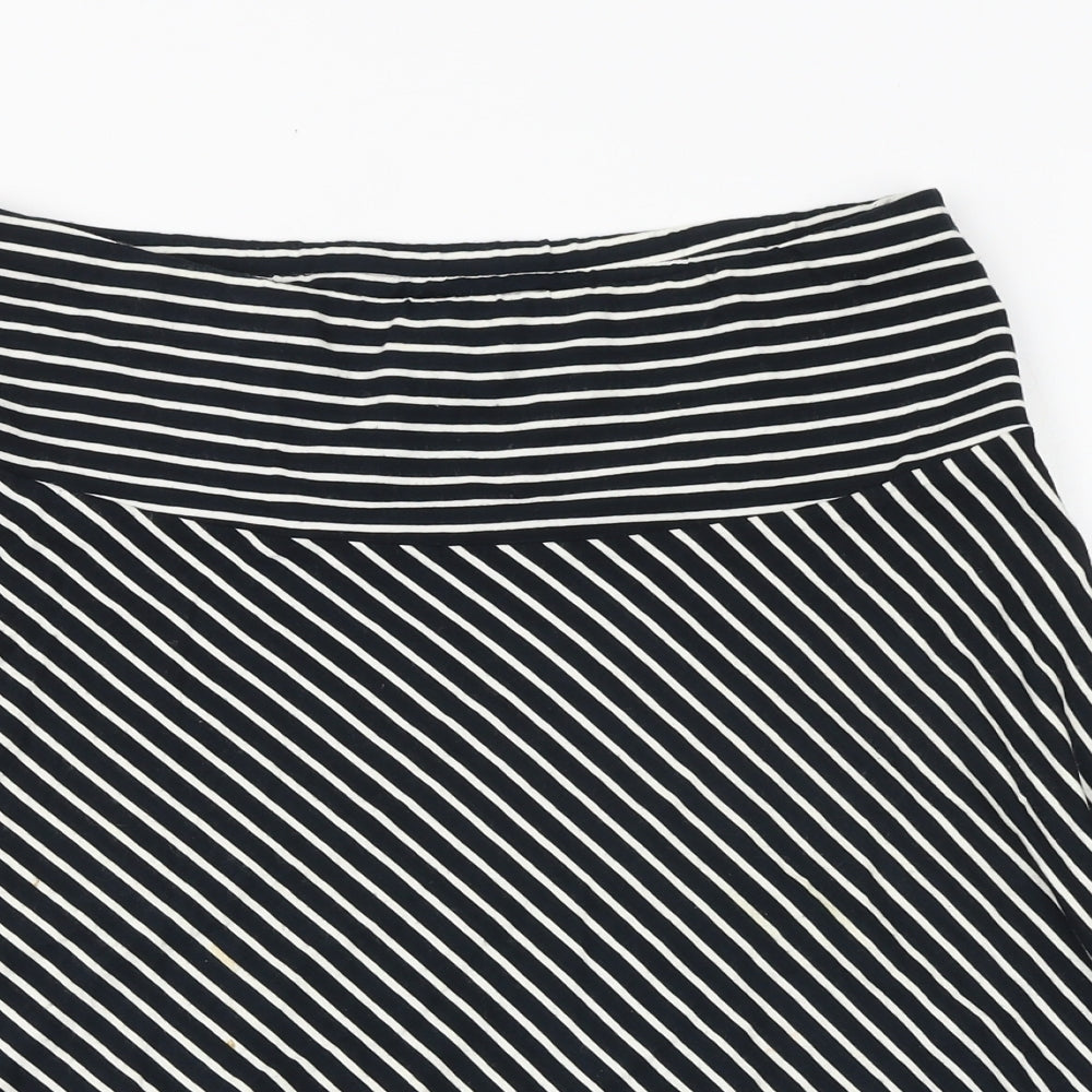 H&M Womens Black Striped Viscose Swing Skirt Size 12