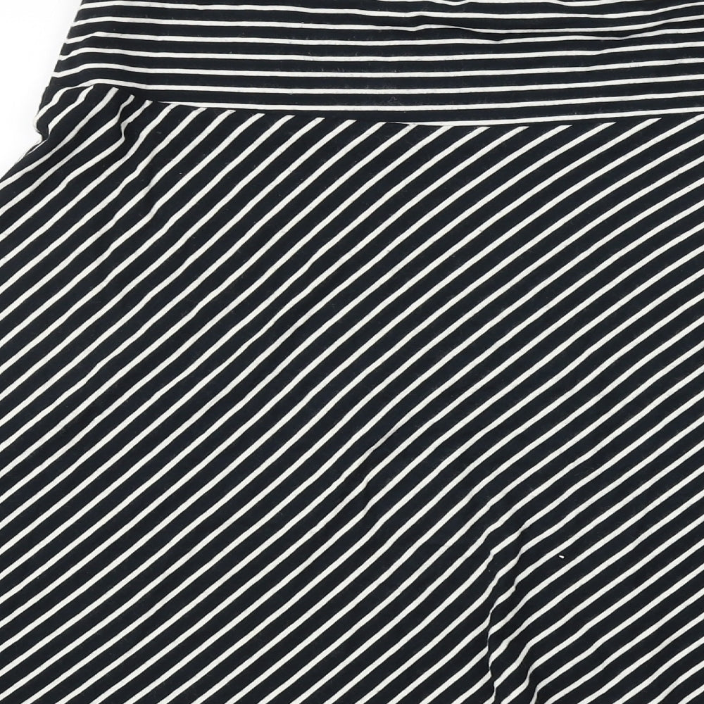H&M Womens Black Striped Viscose Swing Skirt Size 12