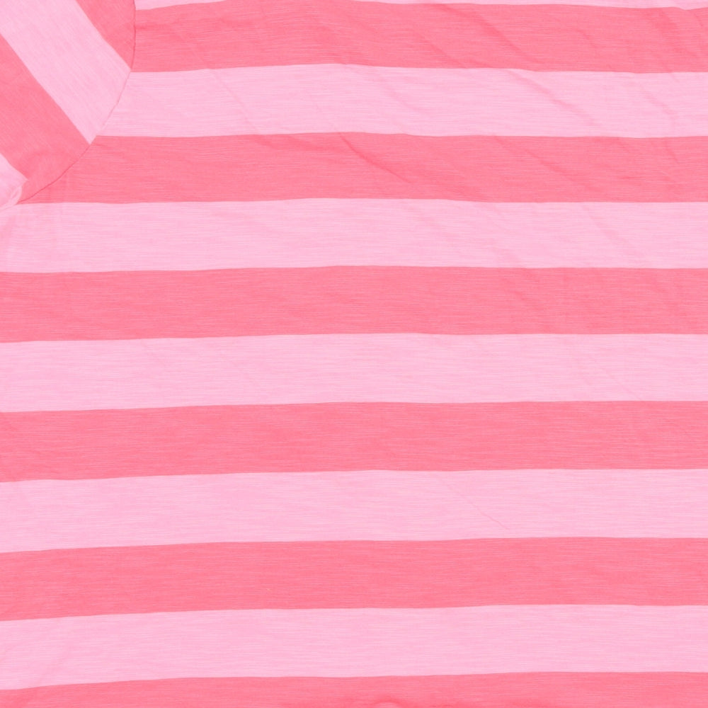 Marks and Spencer Womens Pink Colourblock 100% Cotton Basic T-Shirt Size 16 Round Neck