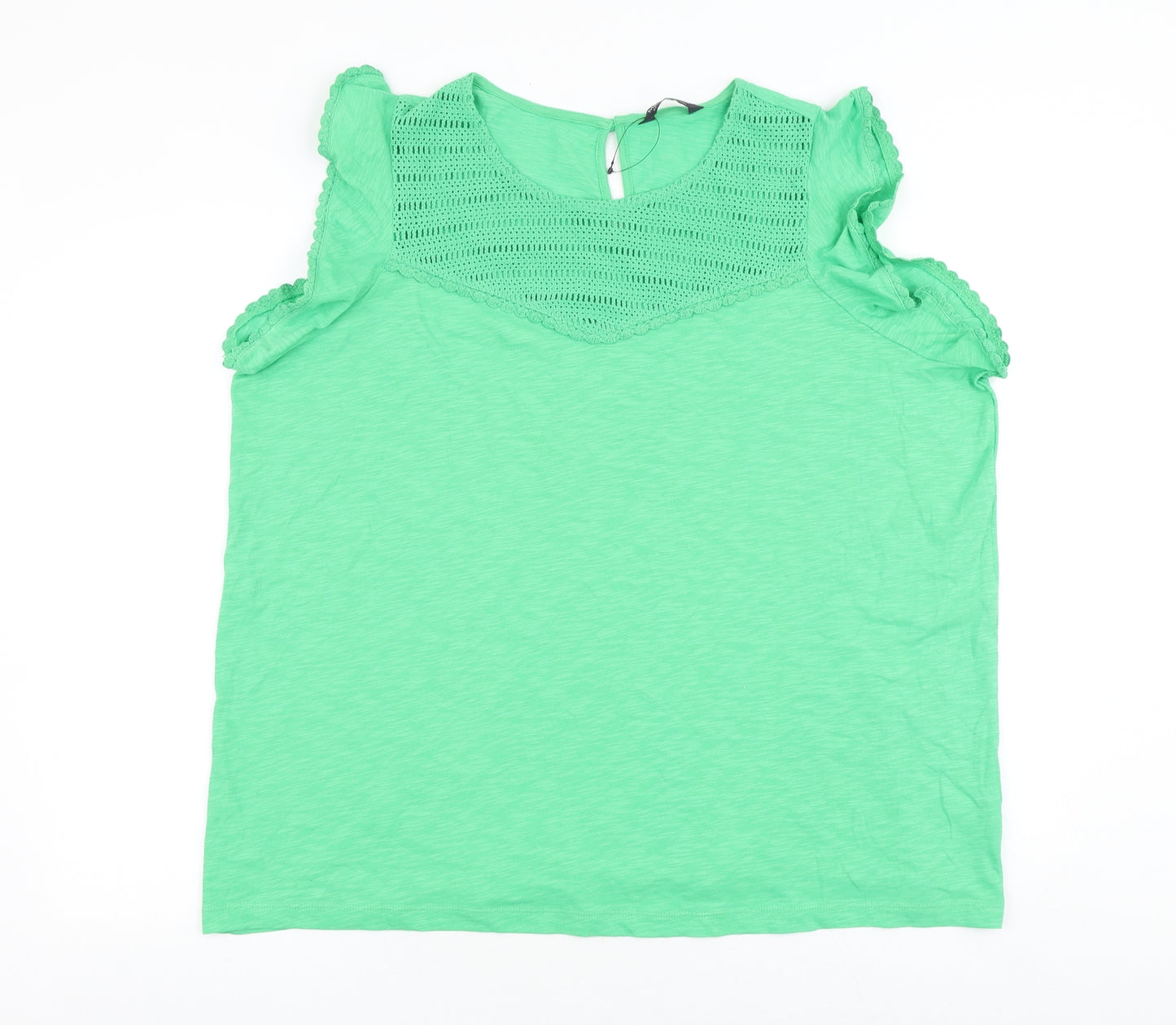 Marks and Spencer Womens Green 100% Cotton Basic T-Shirt Size 22 Round Neck
