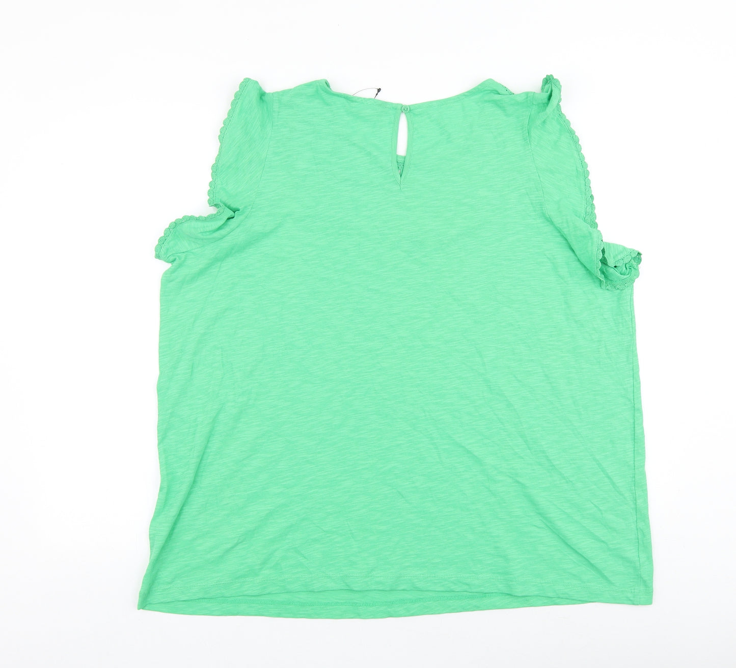 Marks and Spencer Womens Green 100% Cotton Basic T-Shirt Size 22 Round Neck