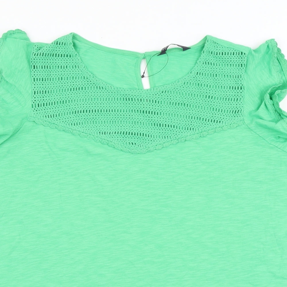 Marks and Spencer Womens Green 100% Cotton Basic T-Shirt Size 22 Round Neck