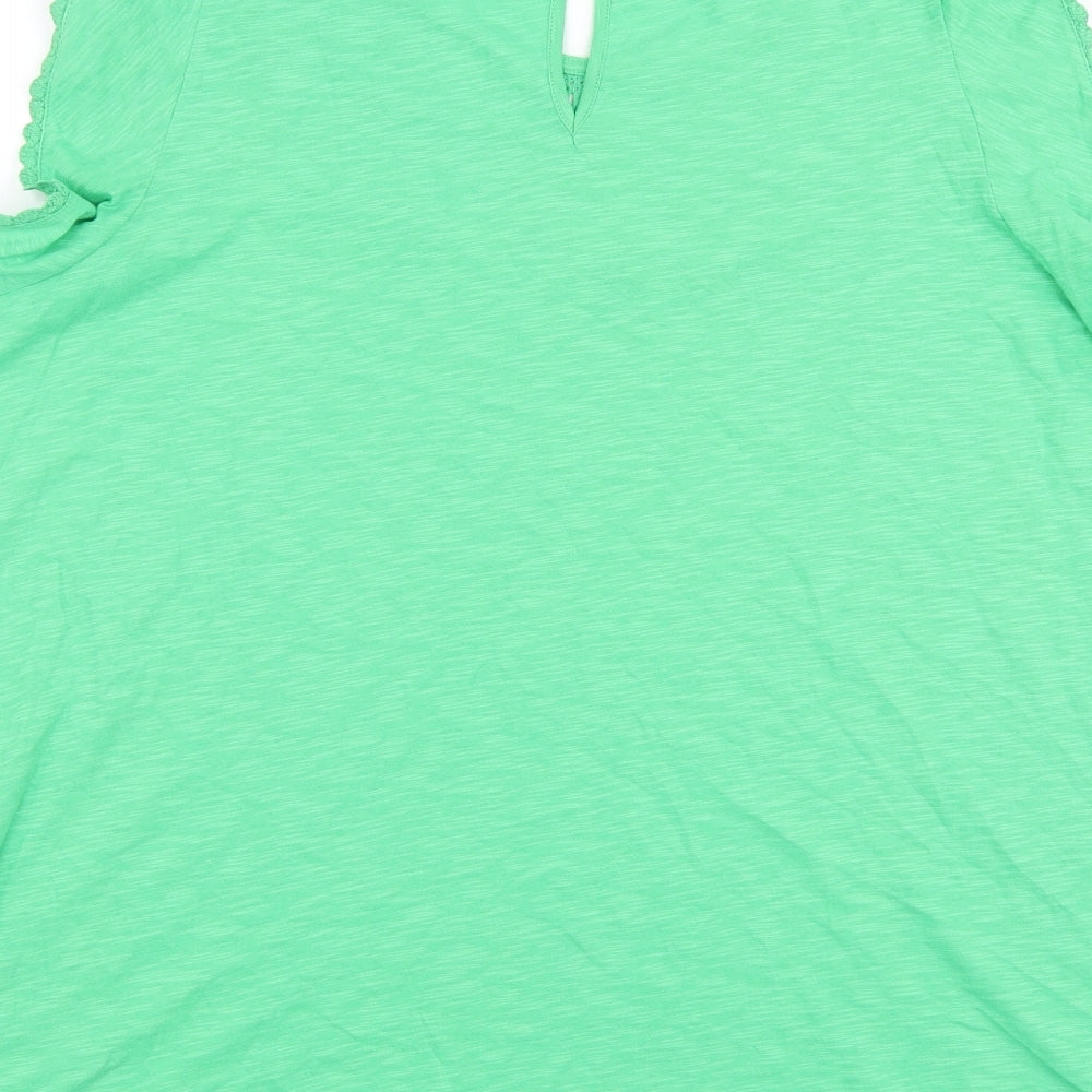 Marks and Spencer Womens Green 100% Cotton Basic T-Shirt Size 22 Round Neck