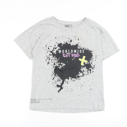 Urban Dept Boys Grey 100% Cotton Basic T-Shirt Size 11 Years Round Neck Pullover