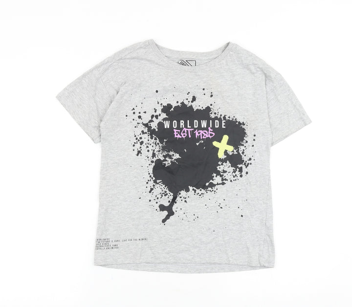 Urban Dept Boys Grey 100% Cotton Basic T-Shirt Size 11 Years Round Neck Pullover