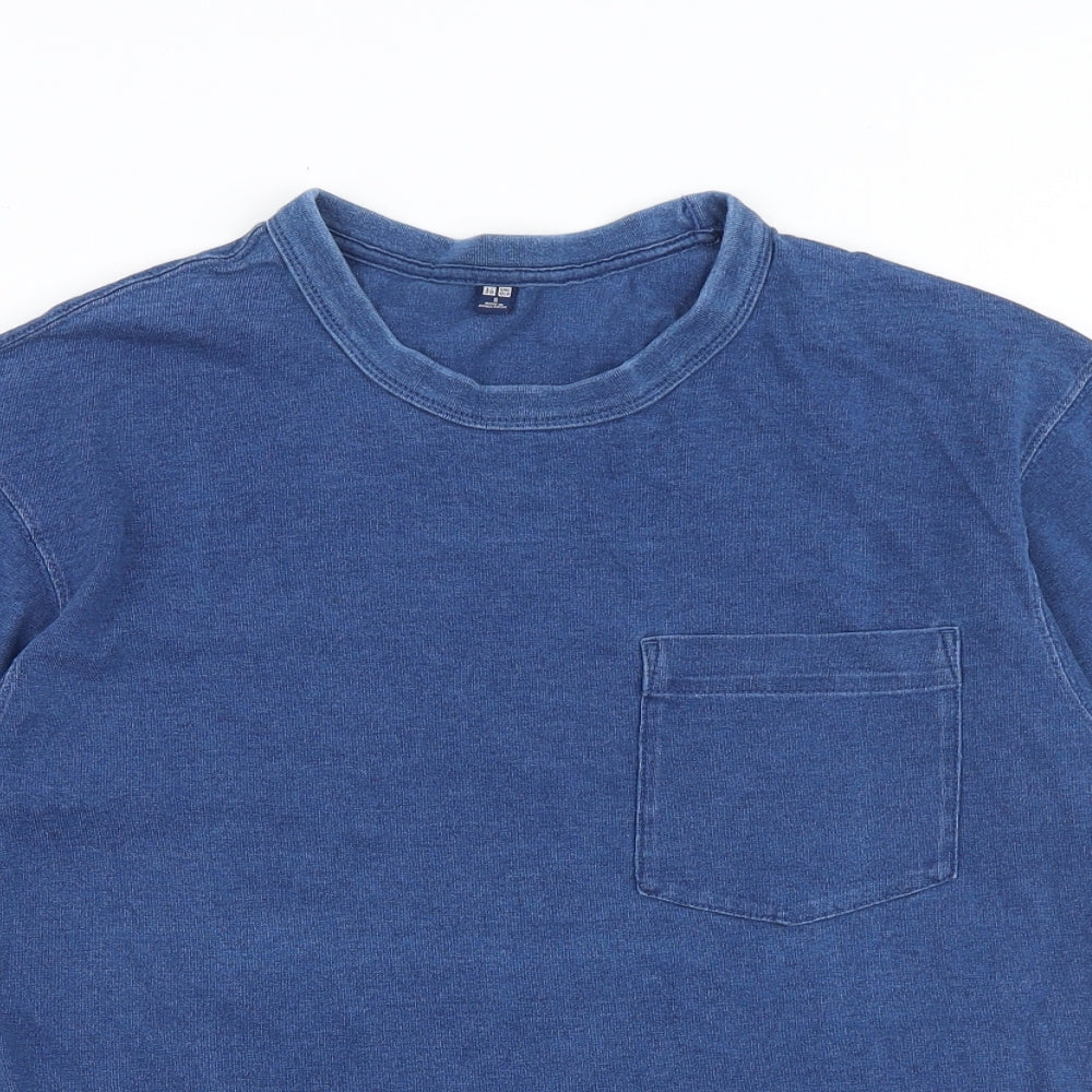 Uniqlo Mens Blue Cotton T-Shirt Size S Round Neck