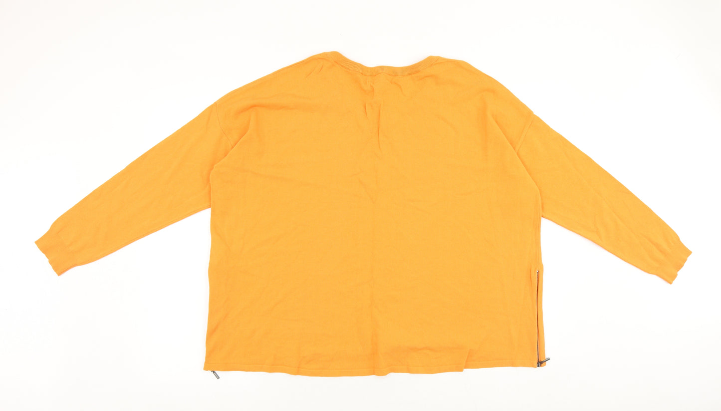 Marks and Spencer Womens Orange Round Neck Viscose Pullover Jumper Size 16