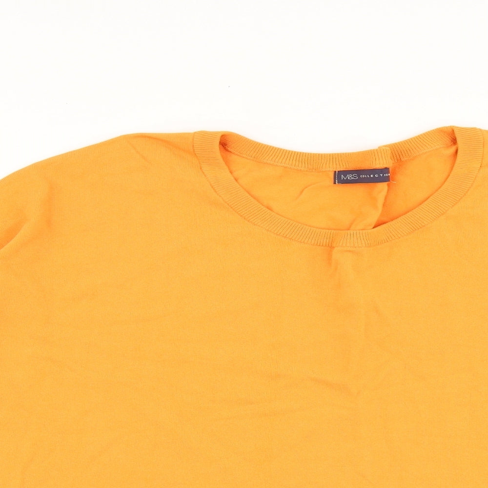 Marks and Spencer Womens Orange Round Neck Viscose Pullover Jumper Size 16