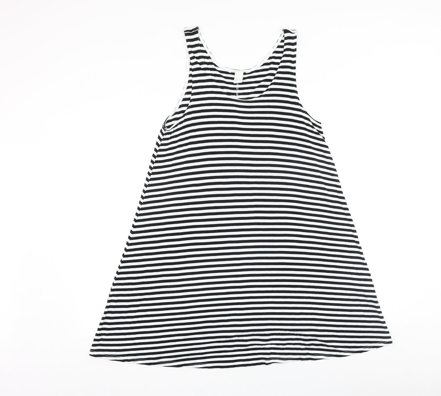 H&M Womens Black Striped Viscose Tank Dress Size M Round Neck Pullover