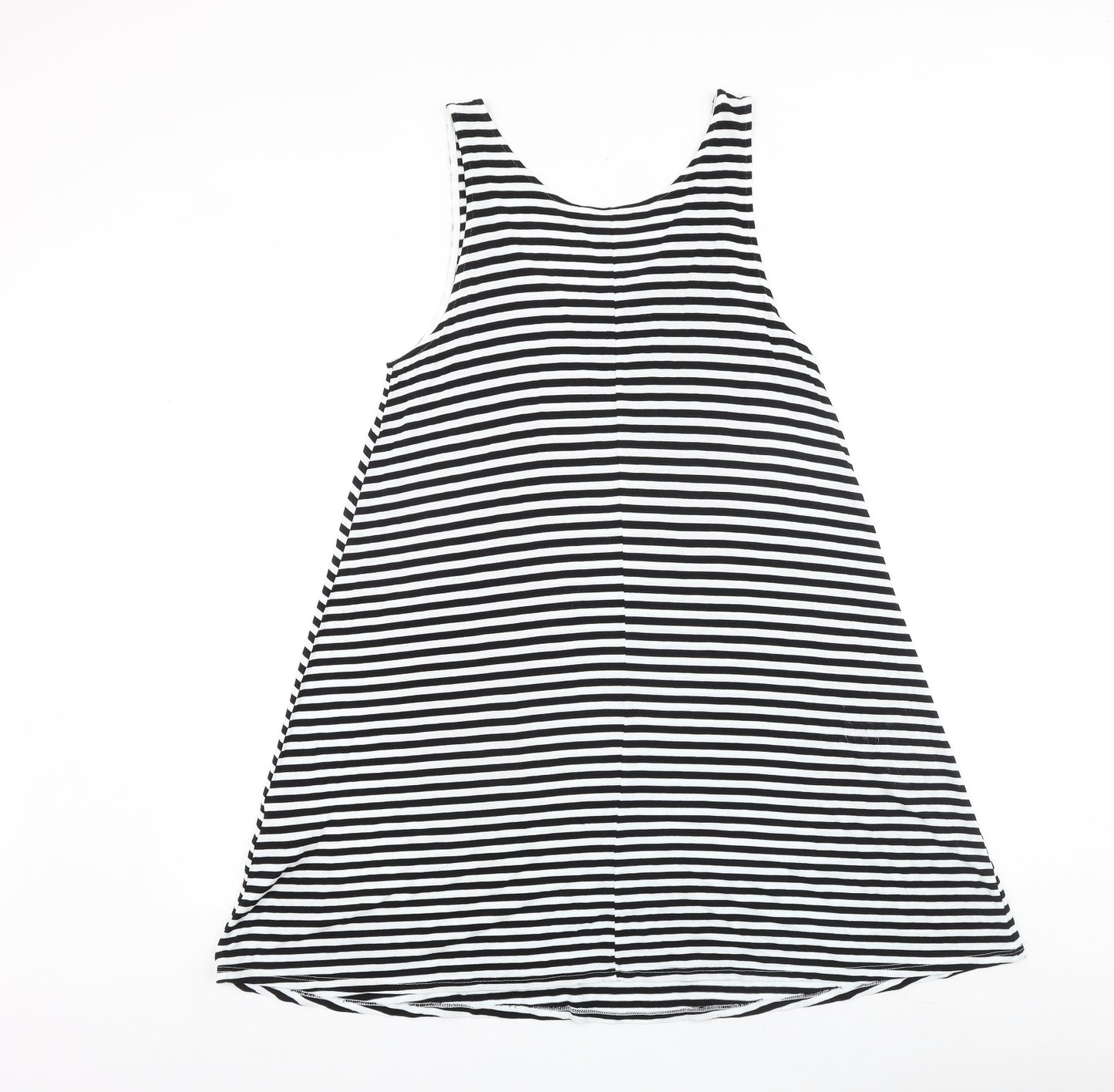 H&M Womens Black Striped Viscose Tank Dress Size M Round Neck Pullover