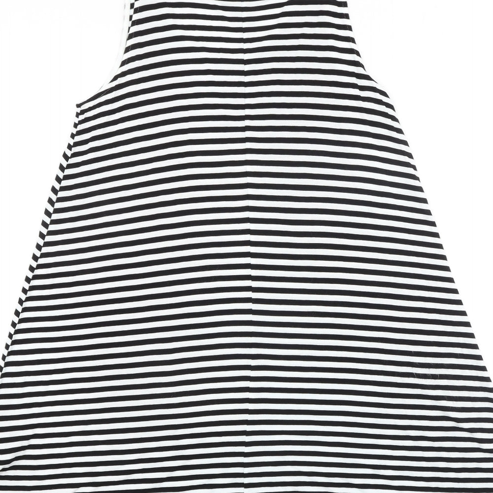 H&M Womens Black Striped Viscose Tank Dress Size M Round Neck Pullover