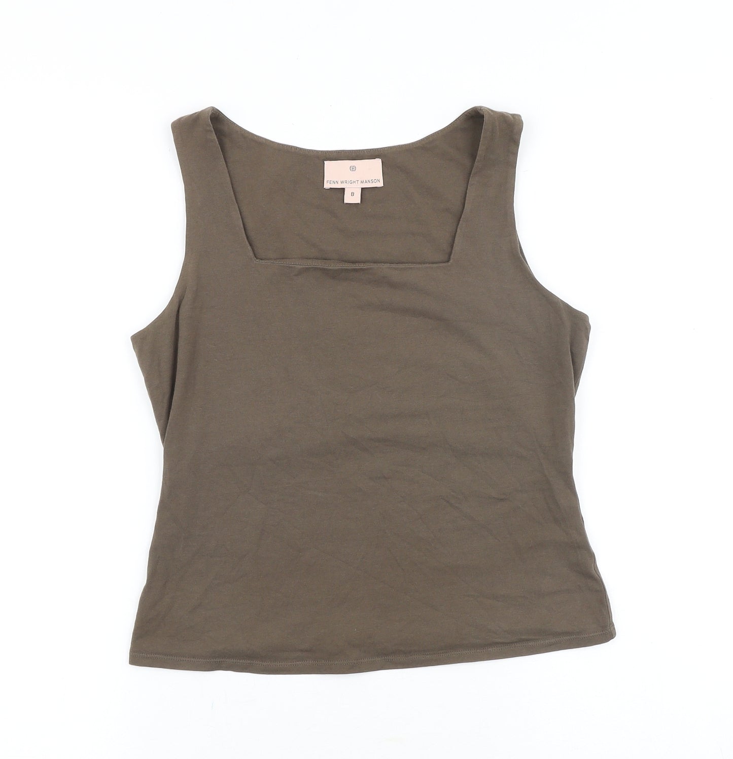 Fenn Wright Manson Womens Brown Cotton Basic Tank Size 8 Square Neck