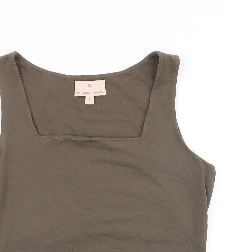 Fenn Wright Manson Womens Brown Cotton Basic Tank Size 8 Square Neck