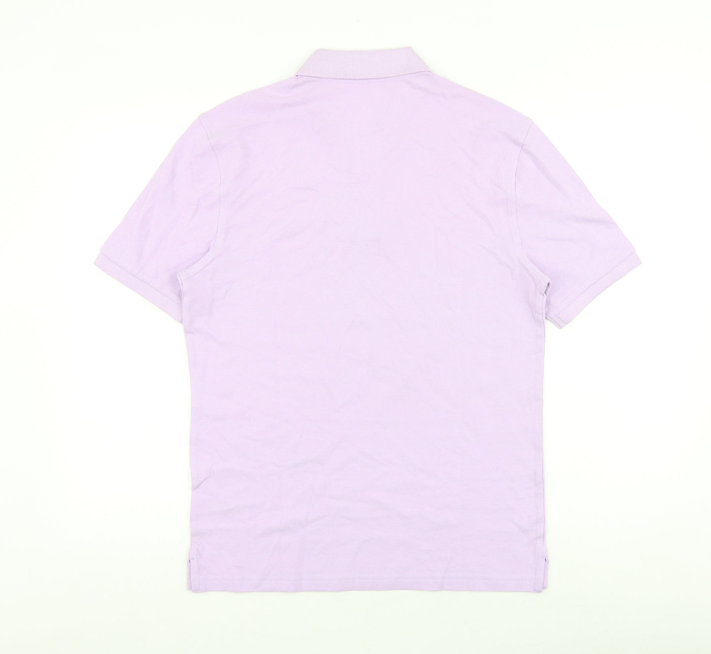 Marks and Spencer Mens Purple 100% Cotton Polo Size S Collared Button
