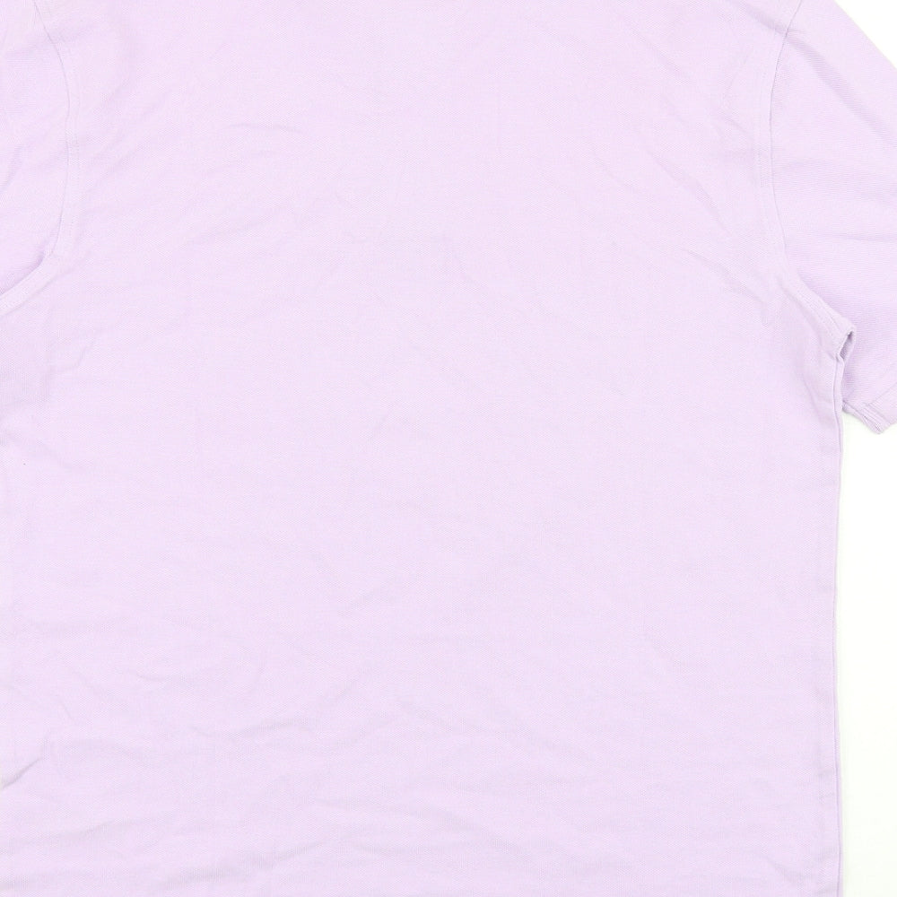 Marks and Spencer Mens Purple 100% Cotton Polo Size S Collared Button