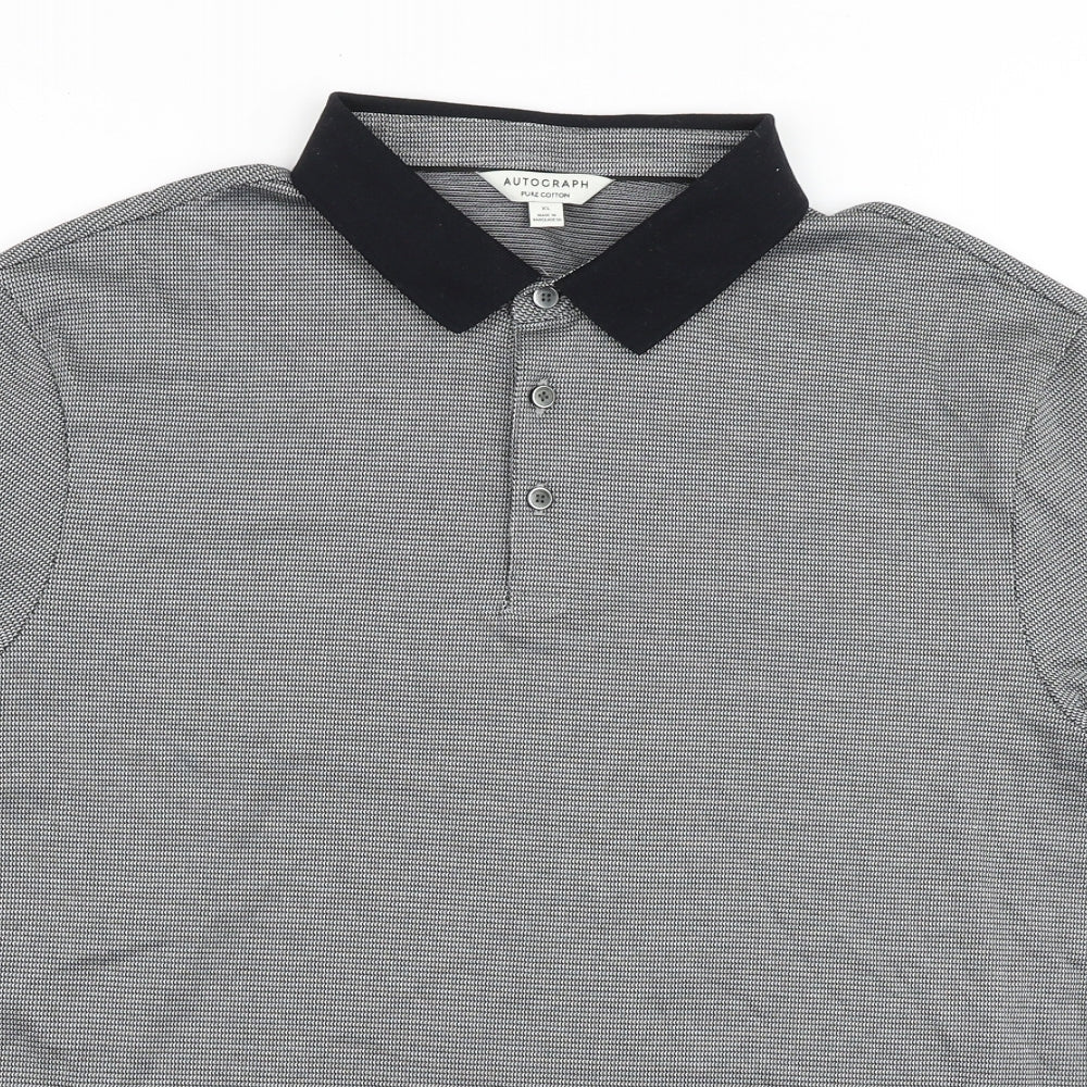 Marks and Spencer Mens Grey 100% Cotton Polo Size XL Collared Button