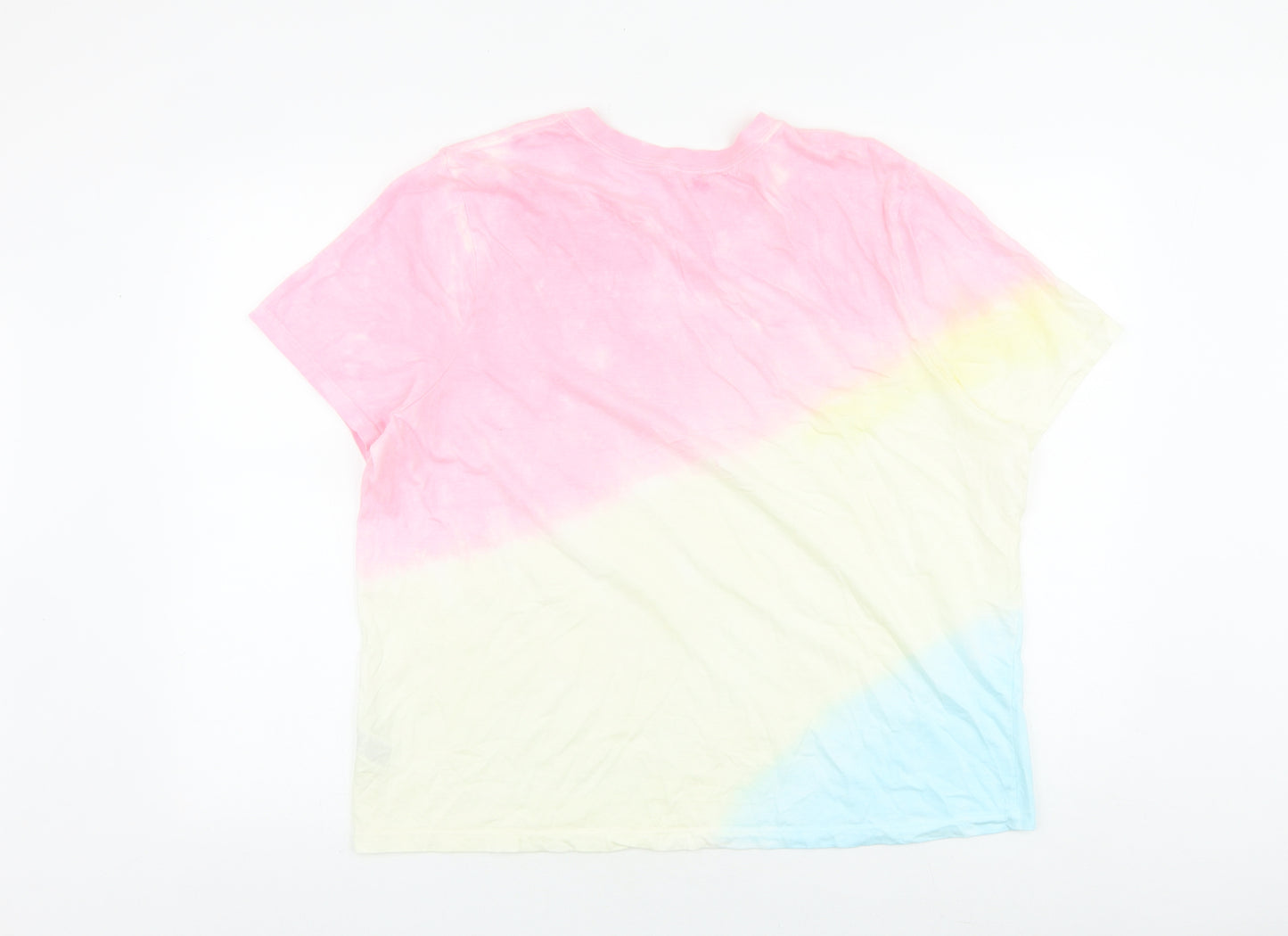 Marks and Spencer Womens Multicoloured 100% Cotton Basic T-Shirt Size 18 Round Neck - Tie Dye