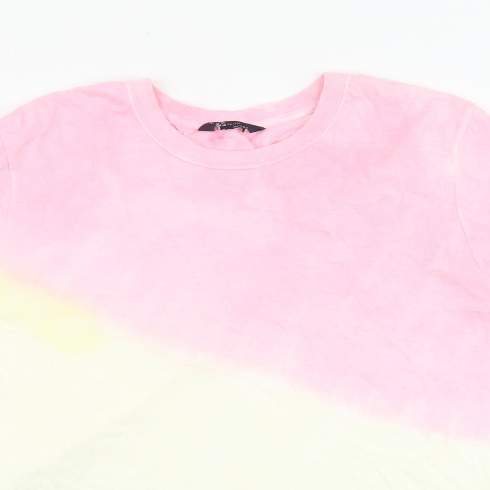 Marks and Spencer Womens Multicoloured 100% Cotton Basic T-Shirt Size 18 Round Neck - Tie Dye