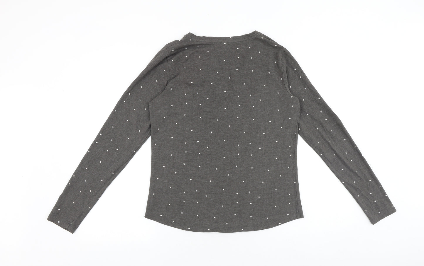 Lindex Womens Grey Geometric 100% Cotton Basic T-Shirt Size S V-Neck - Heart