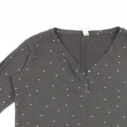 Lindex Womens Grey Geometric 100% Cotton Basic T-Shirt Size S V-Neck - Heart