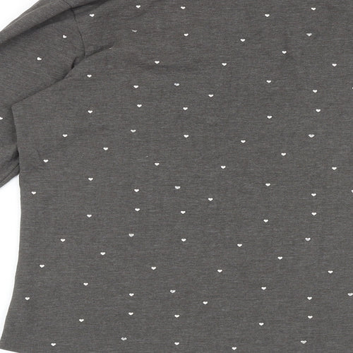 Lindex Womens Grey Geometric 100% Cotton Basic T-Shirt Size S V-Neck - Heart