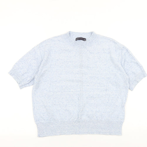 Marks and Spencer Womens Blue Round Neck Cotton Pullover Jumper Size S