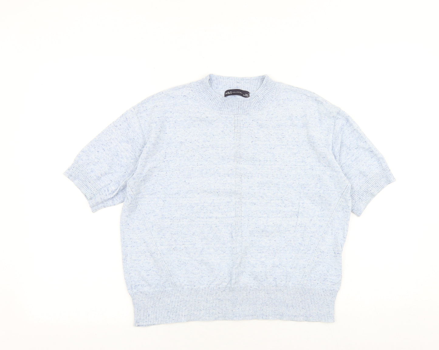 Marks and Spencer Womens Blue Round Neck Cotton Pullover Jumper Size S