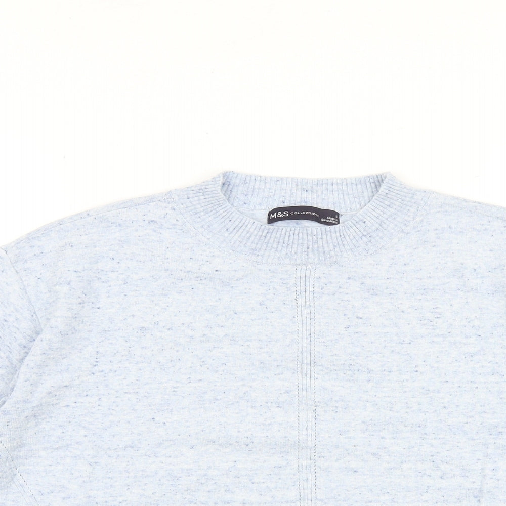 Marks and Spencer Womens Blue Round Neck Cotton Pullover Jumper Size S