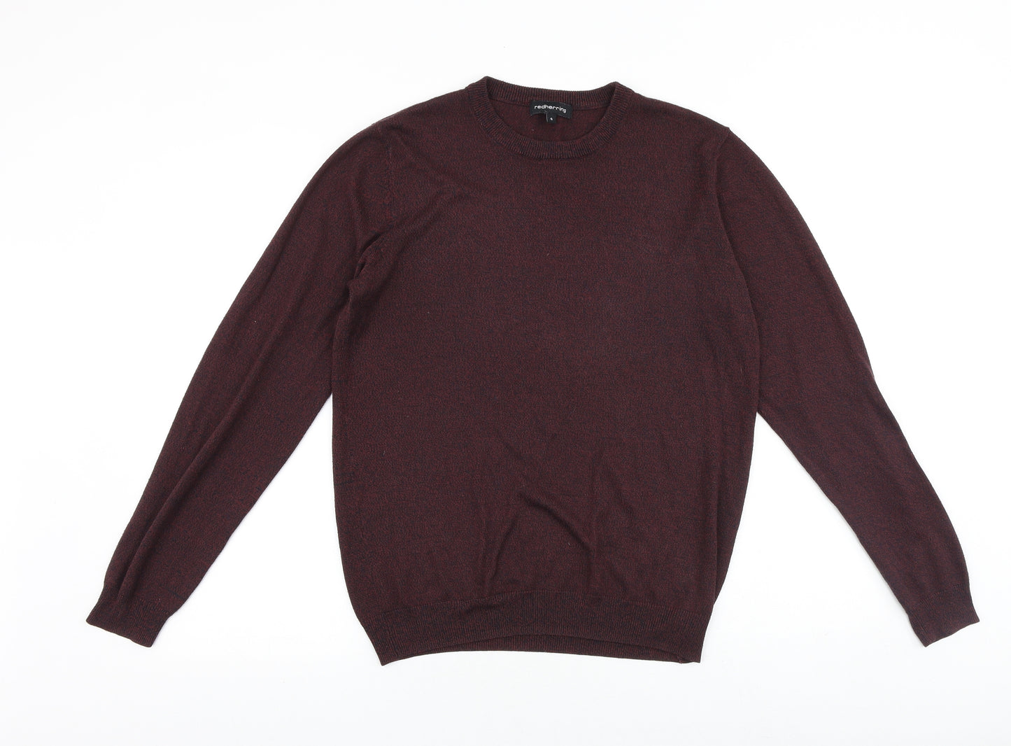 Debenhams Mens Purple Round Neck Acrylic Pullover Jumper Size S Long Sleeve
