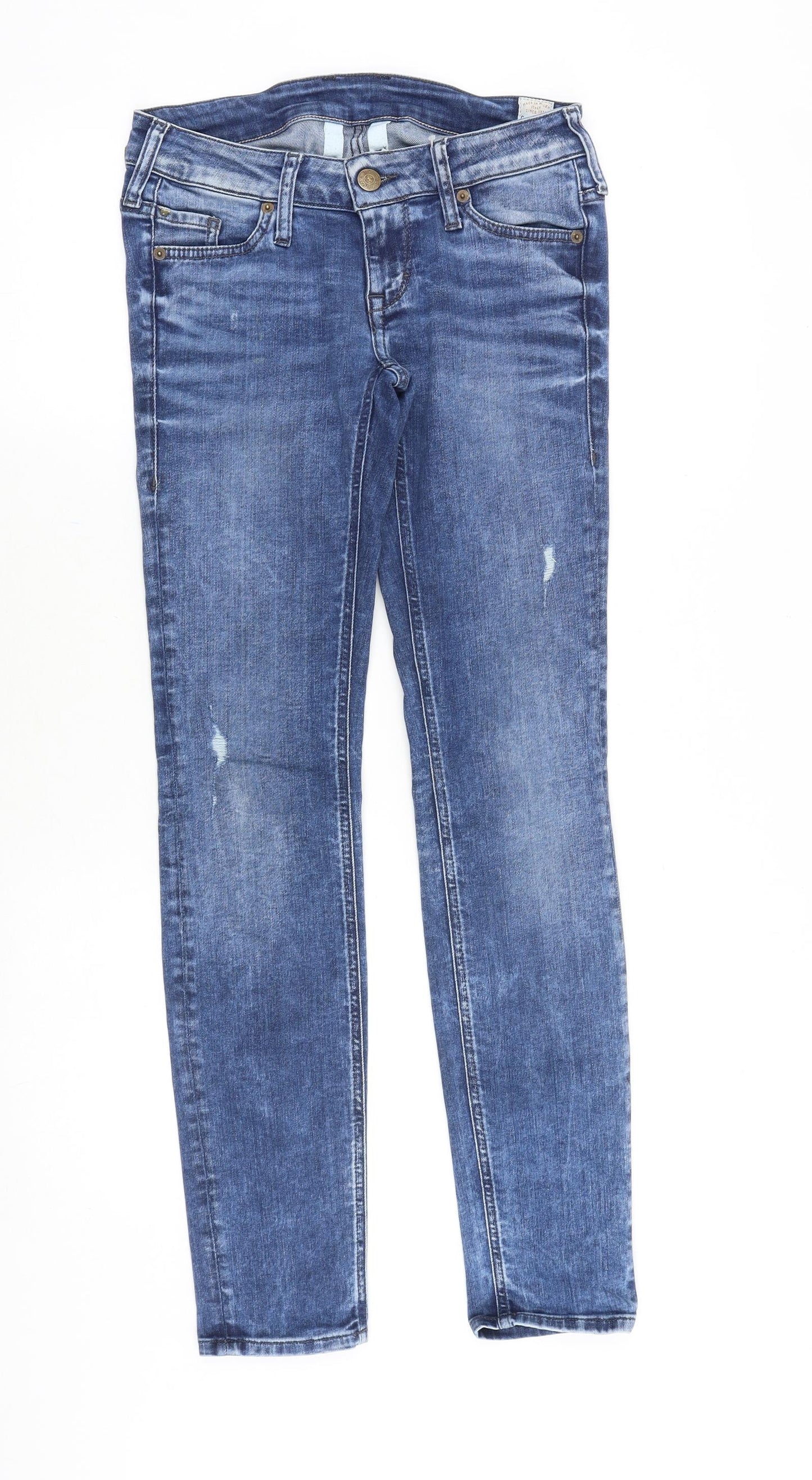 Preworn Womens Blue Cotton Skinny Jeans Size 30 in Regular Zip