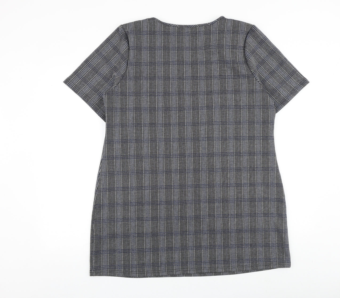 Papaya Womens Grey Plaid Viscose Tunic T-Shirt Size 18 V-Neck