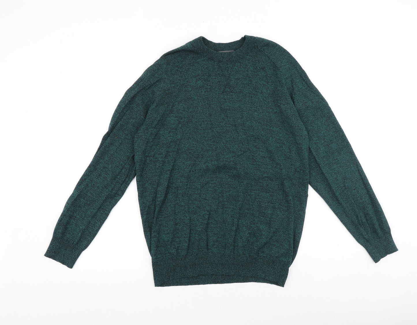 Primark Mens Green Round Neck Acrylic Pullover Jumper Size M Long Sleeve