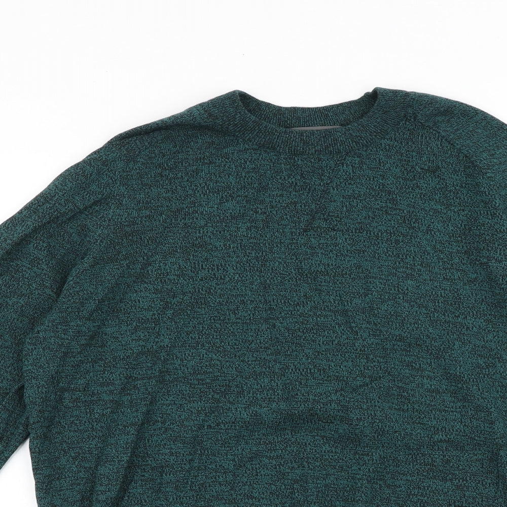 Primark Mens Green Round Neck Acrylic Pullover Jumper Size M Long Sleeve